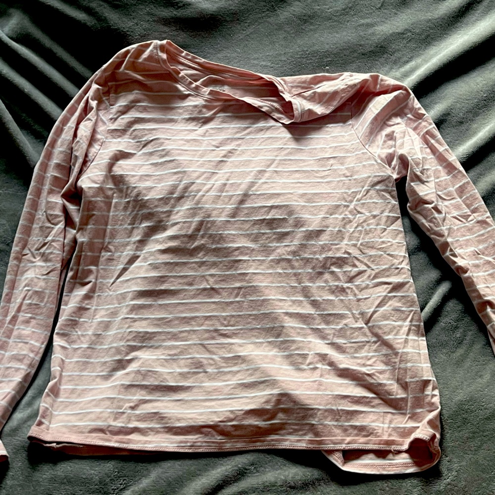 Pink and White Striped Longsleeve Shirt